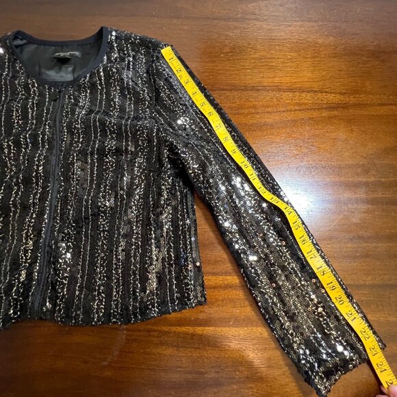 Christian Siriano Sequins Occasion Event NYE Bling Zip Jacket Party Medium - Picture 8 of 14